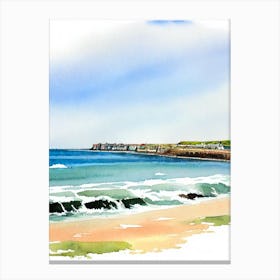 Tynemouth Longsands Beach 2, Tyne And Wear Watercolour Canvas Print
