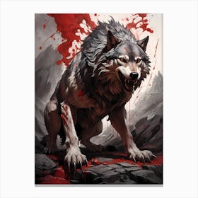 Blood Spattered, Ferocious Wolf Canvas Print