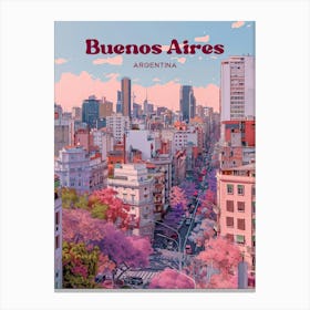 Buenos Aires Argentina Lapacho Trees Digital Travel Art Canvas Print