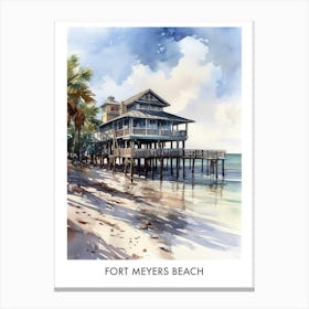 Fort Myers Beach Watercolor 3travel Poster Canvas Print
