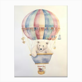 Baby Polar Bear 2 In A Hot Air Balloon Canvas Print