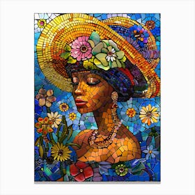 Mosaic Woman In Hat 1 Canvas Print