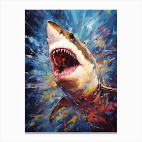  A Great White Shark Vibrant Paint Splash 2 Canvas Print