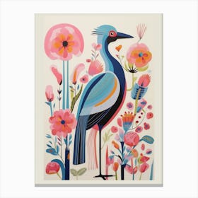 Colourful Scandi Bird Crane 1 Canvas Print