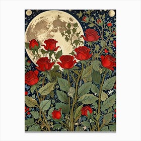 William Morris Roses In The Moonlight Canvas Print