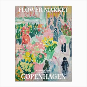 Vintage Flower Market Painting Copenhagen Canvas Print