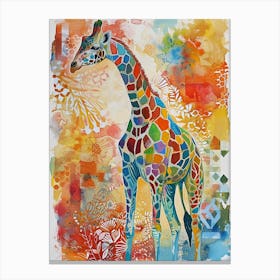 Geometric Watercolour Style Giraffe 4 Canvas Print