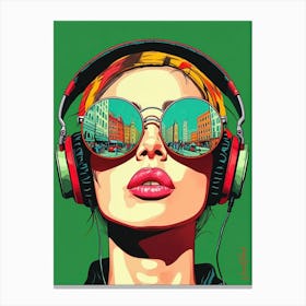 Urban Girl With Headphones Pop Art Pt. 2 Canvas Print