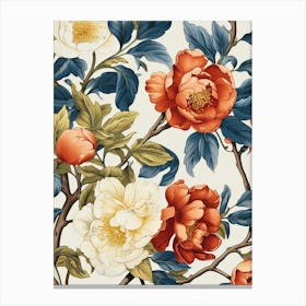 Peony Flowers Wallpaper Canvas Print