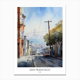 San Francisco Usa Watercolour Travel Poster 2 Canvas Print