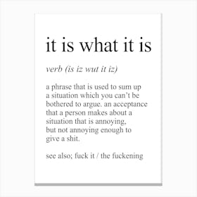 It Is What It Is Definition Meaning Canvas Print