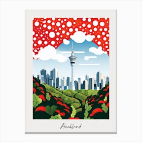 Poster Of Auckland, Illustration In The Style Of Pop Art 4 Canvas Print