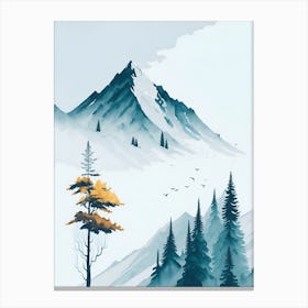 Mountain And Forest In Minimalist Watercolor Vertical Composition 330 Canvas Print