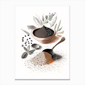 Black Salt Spices And Herbs Pencil Illustration 1 Canvas Print