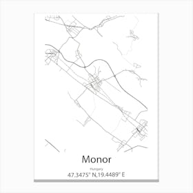 Monor,Hungary Minimalist Map Canvas Print