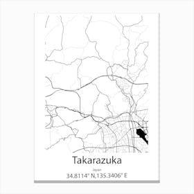 Takarazuka,Japan Minimalist Map Stampe su tela