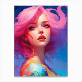 Pink Haired Girl-Reimagined 1 Canvas Print