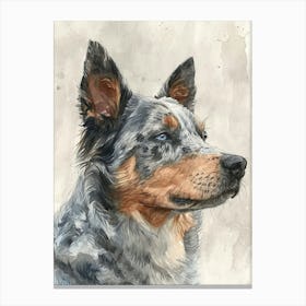 Australian Shepherd Dog Watercolor Painting 2 Canvas Print