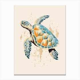 Beige Sea Turtle Illustration Canvas Print