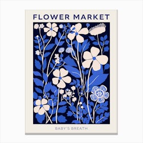Blue Flower Market Poster Babys Breath 4 Canvas Print