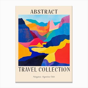 Abstract Travel Collection Poster Patagonia Argentina Chile 3 Canvas Print