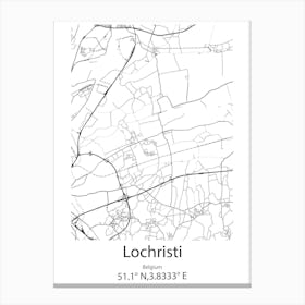 Lochristi,Belgium Minimalist Map Canvas Print