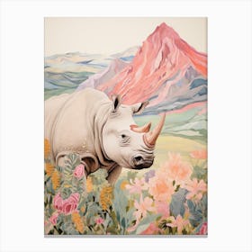Patchwork Rhino Warm Colours 5 Canvas Print