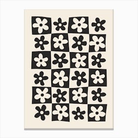 Flowers In Checkerboard Canvas Print