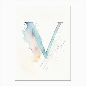 V  For Vegetables, Letter, Alphabet Minimalist Watercolour 2 Canvas Print