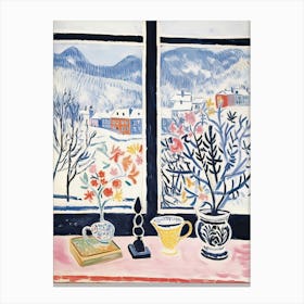 The Windowsill Of Salzburg   Austria Snow Inspired By Matisse 3 Canvas Print