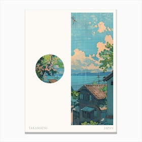 Takamatsu Japan Cut Out Travel Poster Canvas Print