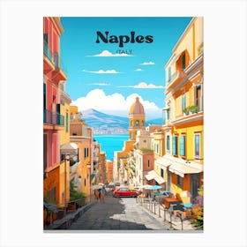 Naples Italy Streetview Modern Travel Illustration Canvas Print