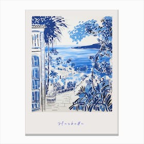 Marbella Spain Mediterranean Blue Drawing Poster Canvas Print