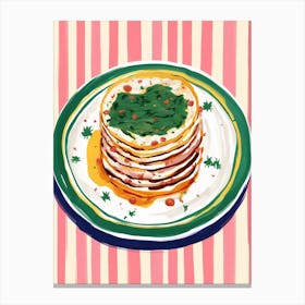 A Plate Of Pancakes Top View Food Illustration 2 Canvas Print