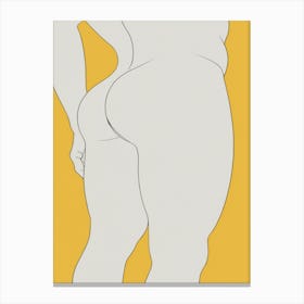 Minimalist Nude Behind Line on Yellow Canvas Print