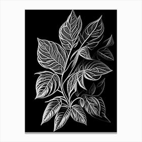 Oregano Leaf Linocut 6 Canvas Print