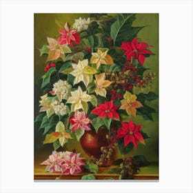 Poinsettia Painting 5 Flower Canvas Print