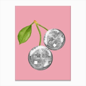 Cherry Disco Ball Pink Canvas Print