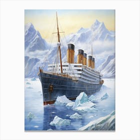 Titanic Ship In Icebergs1 Canvas Print