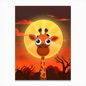 Giraffe At Sunset 3 Canvas Print