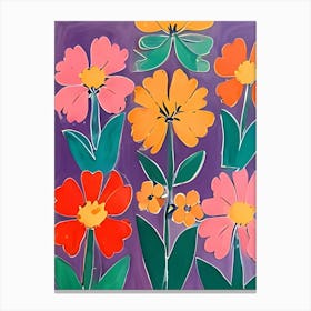 Flowers On A Purple Background Canvas Print