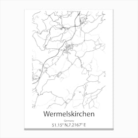 Wermelskirchen,Germany Minimalist Map Canvas Print