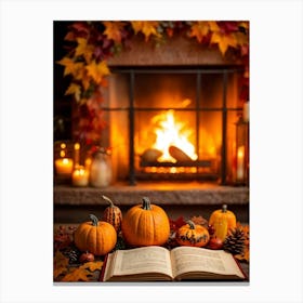 Cozy Handwritten Thanksgiving Greeting Nestled Within An Ornate Autumnal Border Featuring A Rich (1) 2 Canvas Print