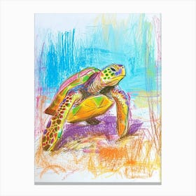 Pencil Scribble Of A Sea Turtle On The Beach 3 Canvas Print
