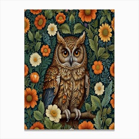 William Morris inspired owl print 5 Canvas Print