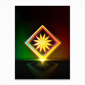 Neon Geometric Glyph in Watermelon Green and Red on Black n.0327 Canvas Print