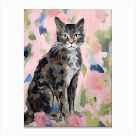 A American Bobtail Cat Painting, Impressionist Painting 3 Canvas Print