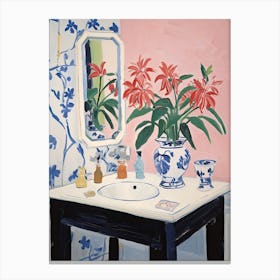 Bathroom Vanity Painting With A Hibiscus Bouquet 2 Canvas Print