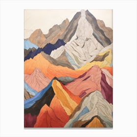 Mount Logan Canada 2 Colourful Mountain Illustration Canvas Print