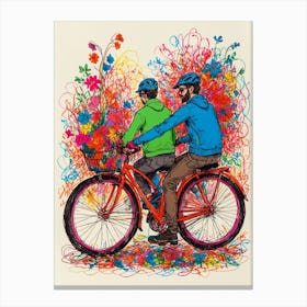 Two Men On Bikes Canvas Print
